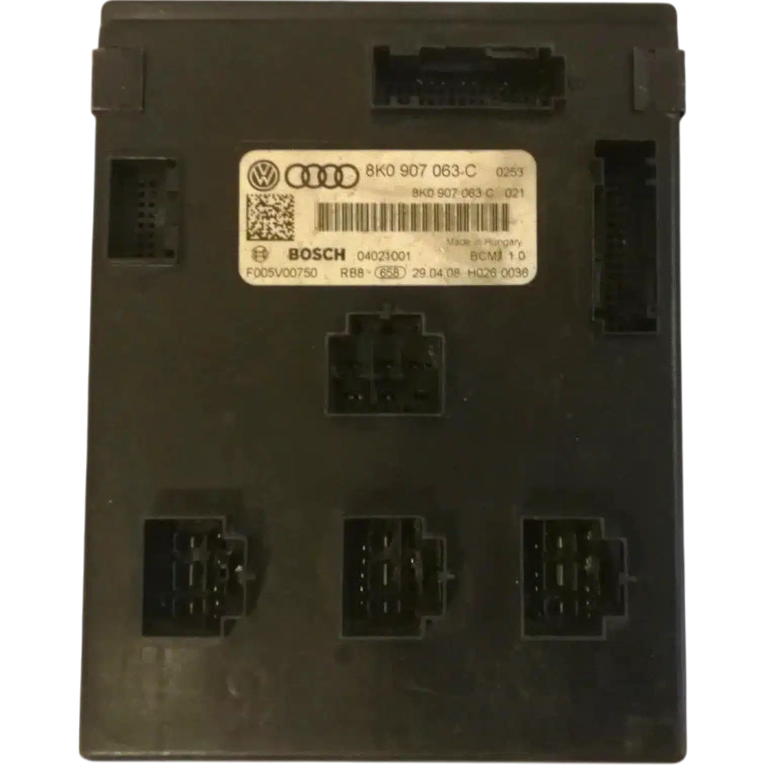 HỘP BODY CONTROL MODULE (BCM) AUDI A4 
Mã phụ tùng BCM
8K0 907 063 C
Body Control Module (BCM)
F005V00750
8K0 907 063 C , 8K0 907 063 C