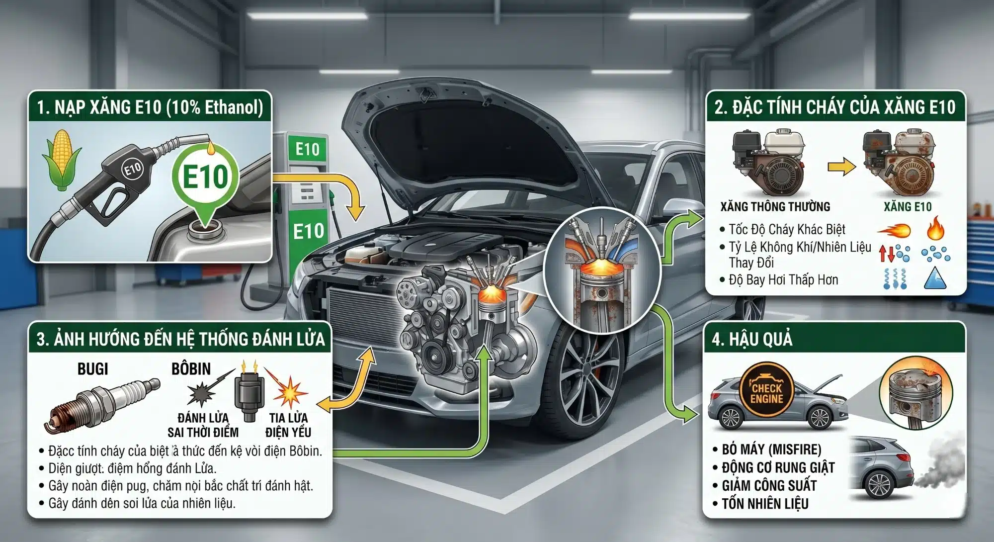 Lỗi Hệ Thống Đánh Lửa Do Thay Đổi Đặc Tính Cháy Của Xăng E10 Lỗi Hệ Thống Đánh Lửa Do Thay Đổi Đặc Tính Cháy Của Xăng E10