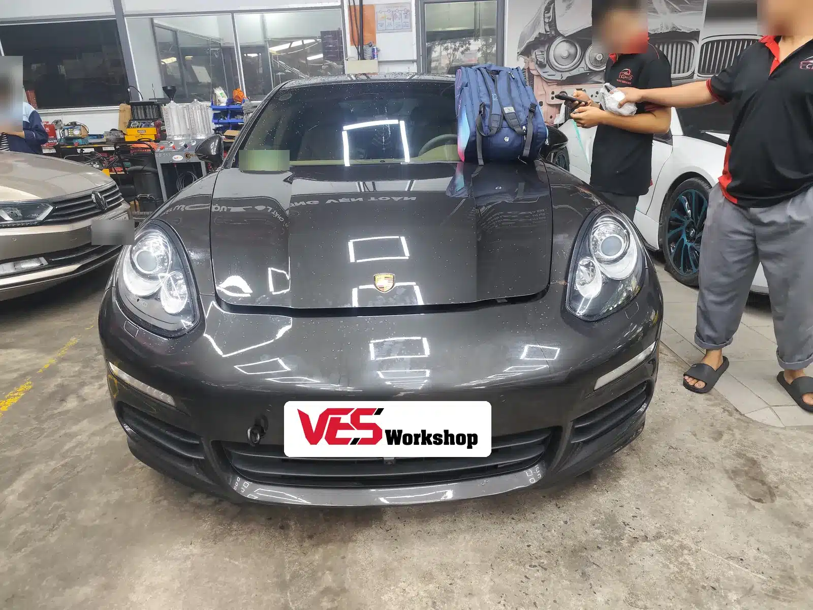 Porsche Panamera bị ngập nước vào VES Workshop kiểm tra