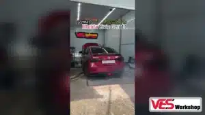 Remap Honda Civic Gen 11 – xe Civic RS đỏ chạy kiểm tra trên dyno con lăn tại VES Tuning
